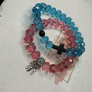Blue & Pink Crystal Dreamcatcher Bracelets